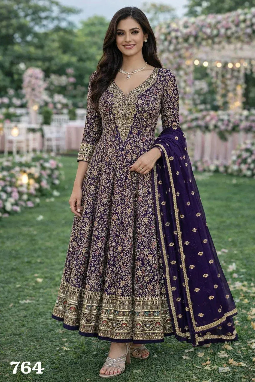 Exclusive Heavy Embroidered Georgette Party Wear Gown