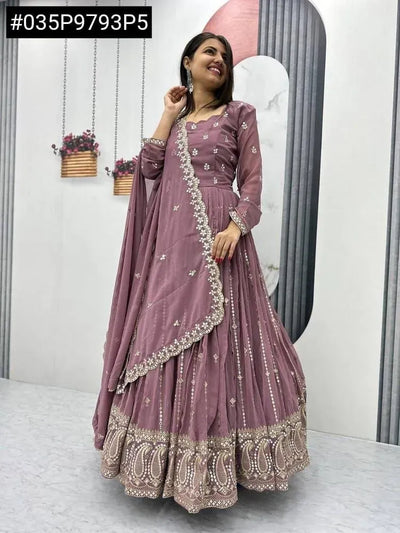 Elegant Georgette Gown - Heavy Sequin Embroidery for Parties