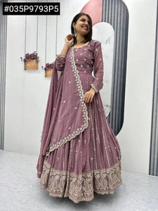 Elegant Georgette Gown - Heavy Sequin Embroidery for Parties