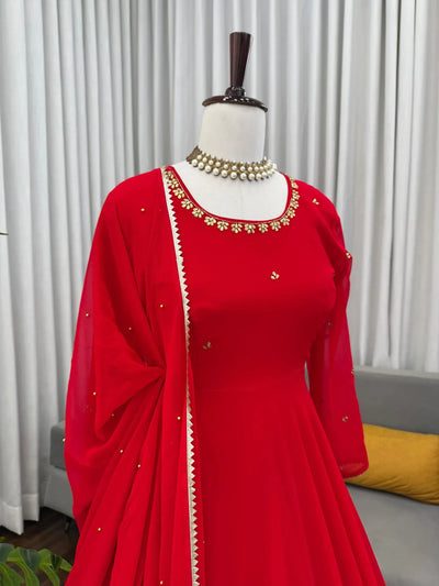Elegant Georgette Gown Set with Hand Work for Festive Wear