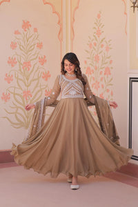 Elegant Georgette Gown with Dupatta - Heavy Sequins Embroidery Festive Wear
