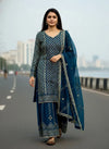 Elegant Georgette Kurti Set - Zari & Sequin Embroidery for Festive Wear
