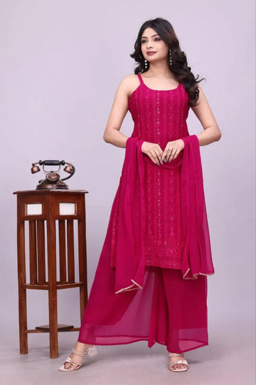 Elegant Georgette Kurti Sharara Set | Sequence Work for Women