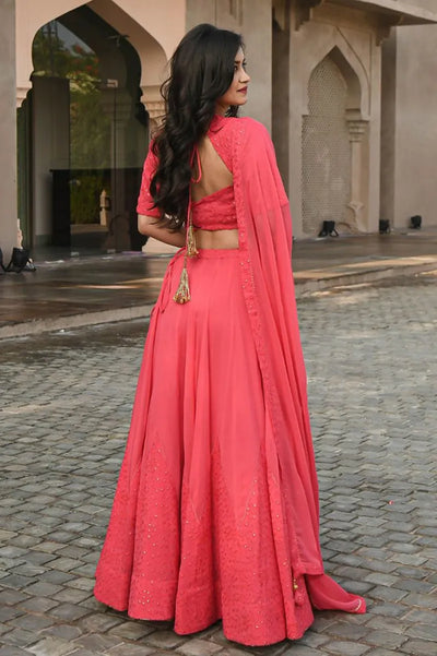 Elegant Georgette Lehenga Choli - Embroidered for Wedding Wear