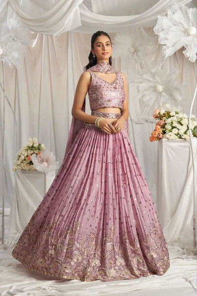 Elegant Georgette Lehenga Choli - Heavy Embroidery for Festivities