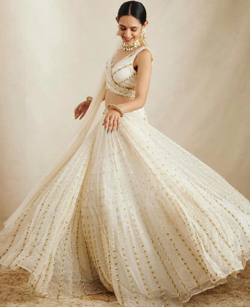 Elegant Georgette Lehenga Choli - Heavy Sequin Embroidery for Wedding Wear