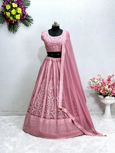 Elegant Georgette Lehenga Choli - Real Mirror Work for Wedding Wear