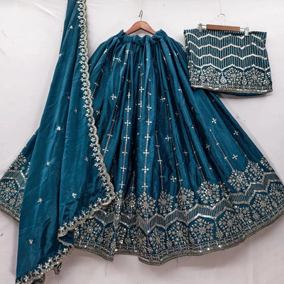 Elegant Georgette Lehenga Choli with Heavy Sequins Embroidery - Festive Party Wear for Women