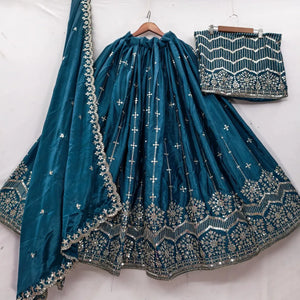Elegant Georgette Lehenga Choli with Heavy Sequins Embroidery - Festive Party Wear for Women