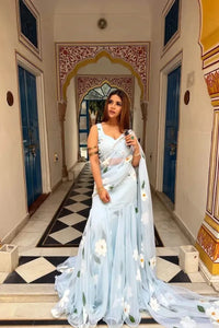 Elegant Georgette Lehenga Saree - Floral Picho Work for Festivals
