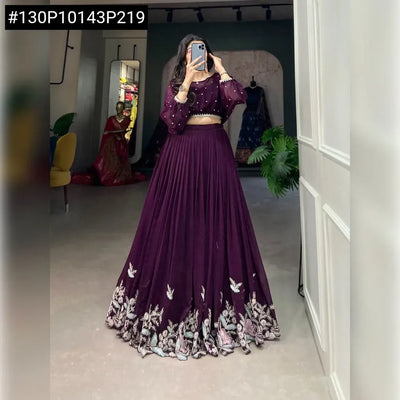 Elegant Georgette Lehenga - Sequin Embroidered Co-ord Set for Women