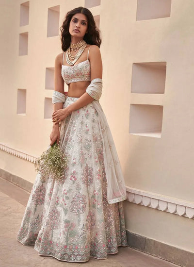 Elegant Georgette Lehenga - Thread Embroidered for Wedding Wear