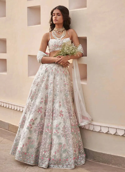 Elegant Georgette Lehenga - Thread Embroidered for Wedding Wear