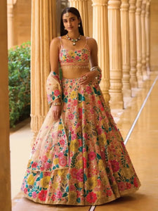 Elegant Georgette Lehenga with Heavy Sequin Embroidery for Bridesmaids