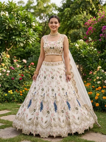 Elegant Georgette Lehenga with Heavy Sequins Embroidery for Weddings