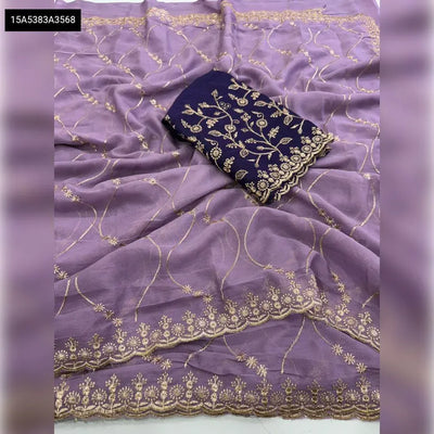 Elegant Georgette Multi Embroidered Saree - Party & Festive Ready