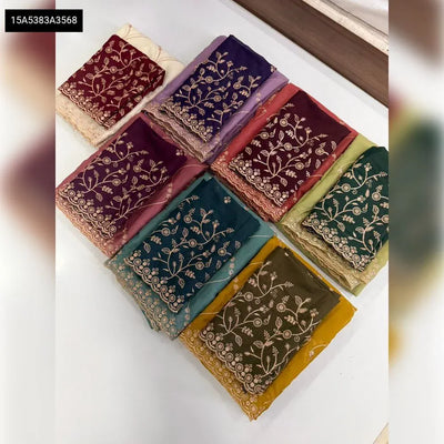 Elegant Georgette Multi Embroidered Saree - Party & Festive Ready