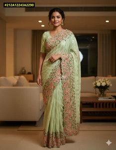 Premium Georgette Festive Saree with Exquisite Sequin and Stone Work