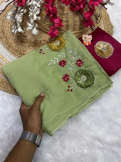 Elegant Georgette Saree - Hand Work Butta for Festive & Party Wear