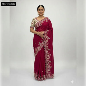 Elegant Georgette Saree - Heavy Sequins Embroidery with Blouse for Party Wear