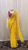 Elegant Georgette Saree - Intricate Sequin & Moti Work for Parties