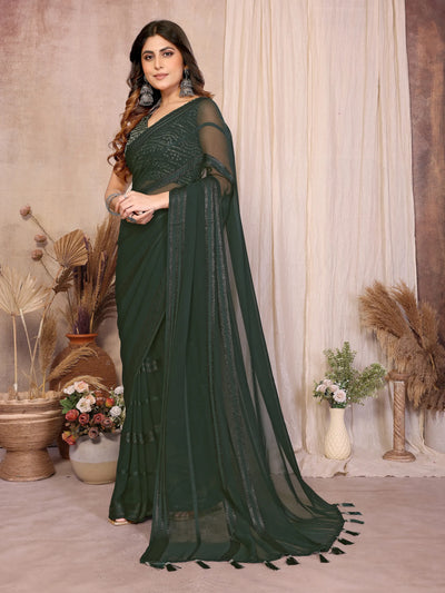 Elegant Georgette Saree - Kaju Patta Pattern for Festive Wear