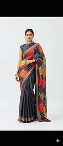 Elegant Georgette Saree - Mirror Work & Digital Print for Women