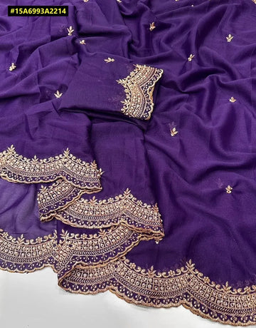 Elegant Georgette Saree - Multi Embroidery & Moti Work for Women