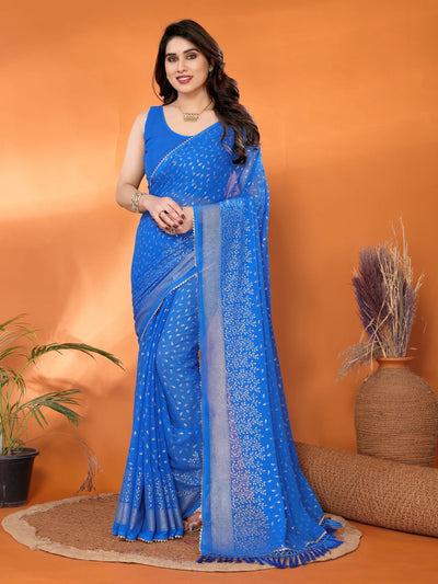 Elegant Georgette Saree - Radiant Foil Work for Festive Wear