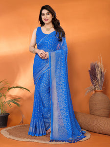 Elegant Georgette Saree - Radiant Foil Work for Festive Wear