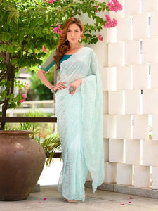 Elegant Georgette Saree - Shimmering Sequence Work for Festive & Party Wear