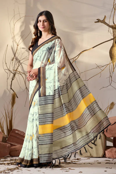 Elegant Georgette Saree with Contrast Blouse - Festive Wear for Women