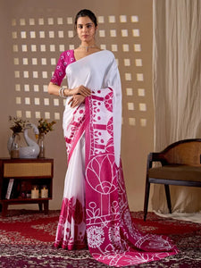 Elegant Georgette Saree with Digital Floral Print for Festive Wear