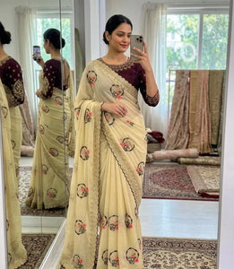 Elegant Georgette Saree with Heavy C-Pallu Work for Women's Festive Wear