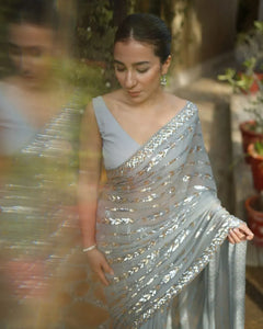 Elegant Georgette Sequence Saree - Shimmering Party Wear for Women