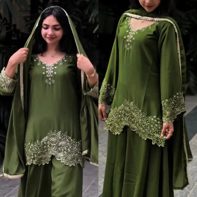 Elegant Georgette Sharara Palazzo Suit - Heavy Embroidery Festive Wear for Women
