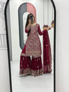 Elegant Georgette Sharara Set - Heavy Embroidery for Festive Occasions