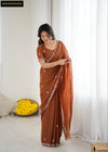 Elegant Georgette Silk Saree - Heavy Embroidery & Moti Work for Festive Wear