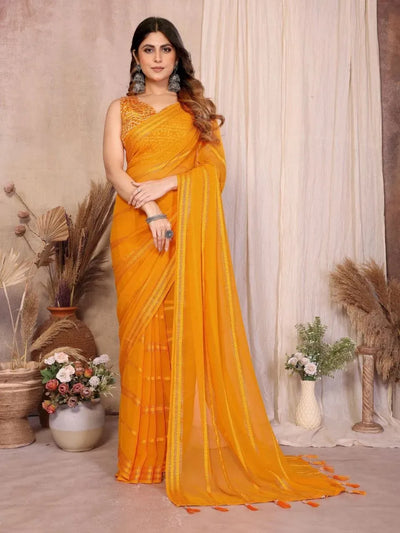Elegant Georgette Silk Saree - Lightweight Design with Foil Work Blouse