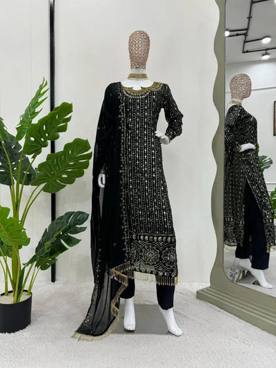 Elegant Georgette Suit - Dazzling Real Mirror Work for Festive Wear