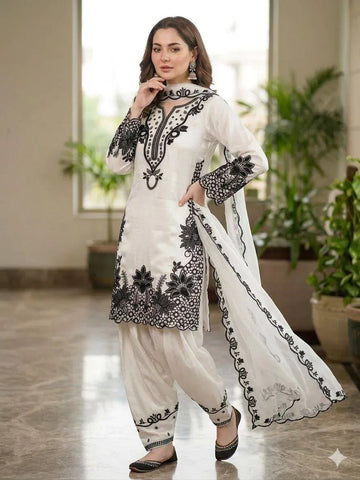 Elegant Glass Roman Kurti Salwar Set with Organza Dupatta for Festive Raksha Bandhan