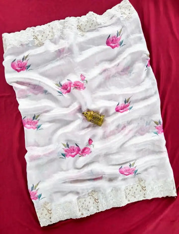 Elegant Glass Tissue Saree - Soft Floral Festive Wear for Women