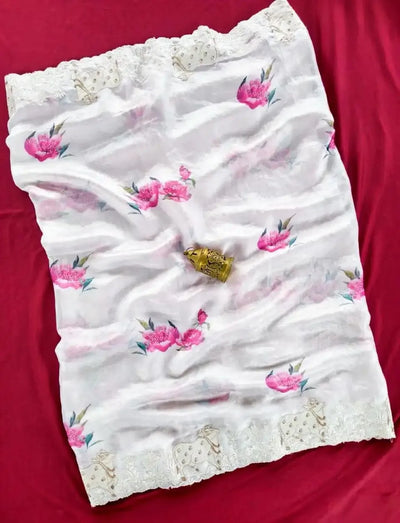 Elegant Glass Tissue Saree - Soft Floral Festive Wear for Women