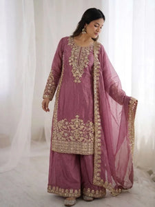 Elegant GMY Silk Palazzo Suit - Heavy Embroidery Ready-to-Wear