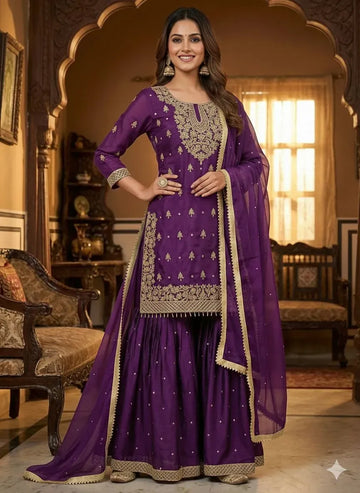 Elegant GMY Silk Sharara Set - Embroidered Festive Wear