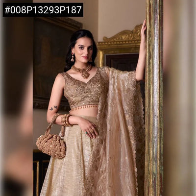 Elegant Gold Crush Lehenga - Festive Glow & Flair for Women