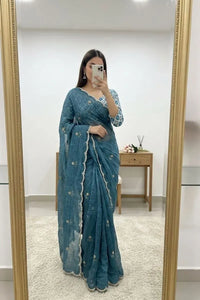 Elegant Goldcrush Silk Saree with Handwork for Festive Prep