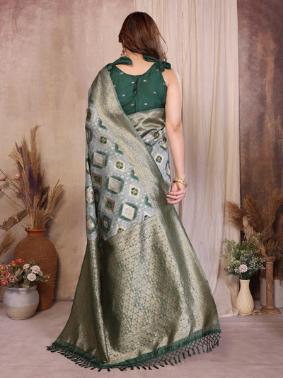 Elegant Green Pure Cotton Saree - Jacquard Zari Weaving Festive Wear