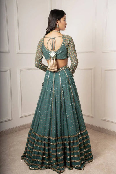 Elegant Green Sequin Lehenga Choli - Grand Wedding Wear for Women