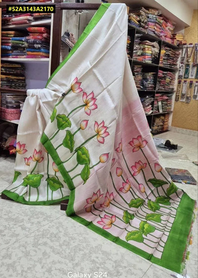 Elegant Handcrafted Bishnupuri Tussar Saree - Hand Painted Festive Wear for Women